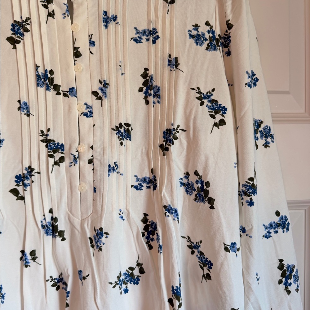 Lands' End White Floral Pintuck Blouse - Picture 6 of 8